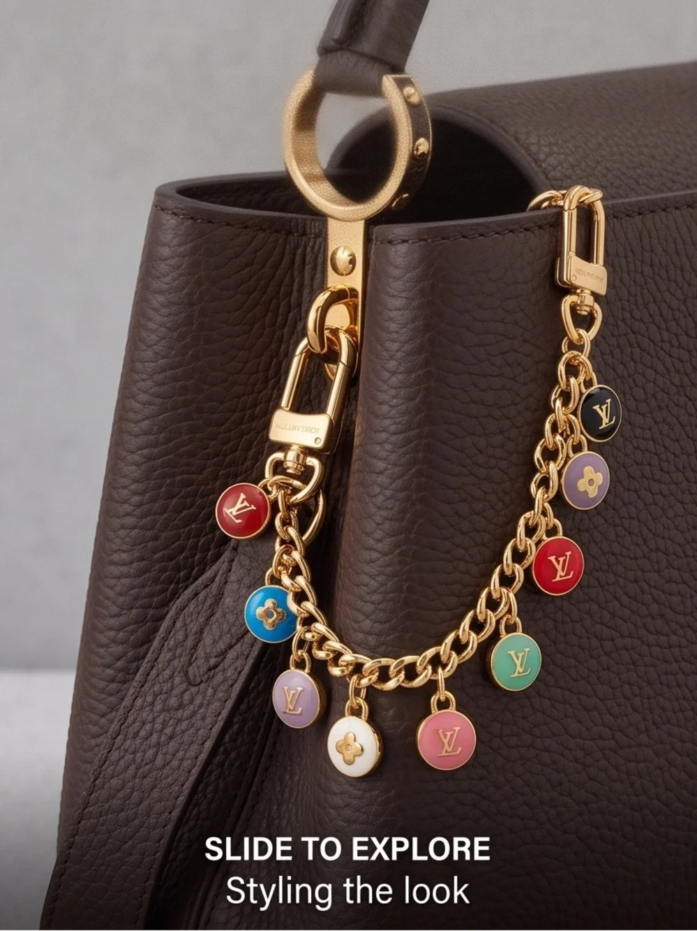 Unbranded -Inspired Gold Chain Keychain key bag with Multicolor Enamel